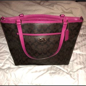 Coach Pink and Brown Tote Bag